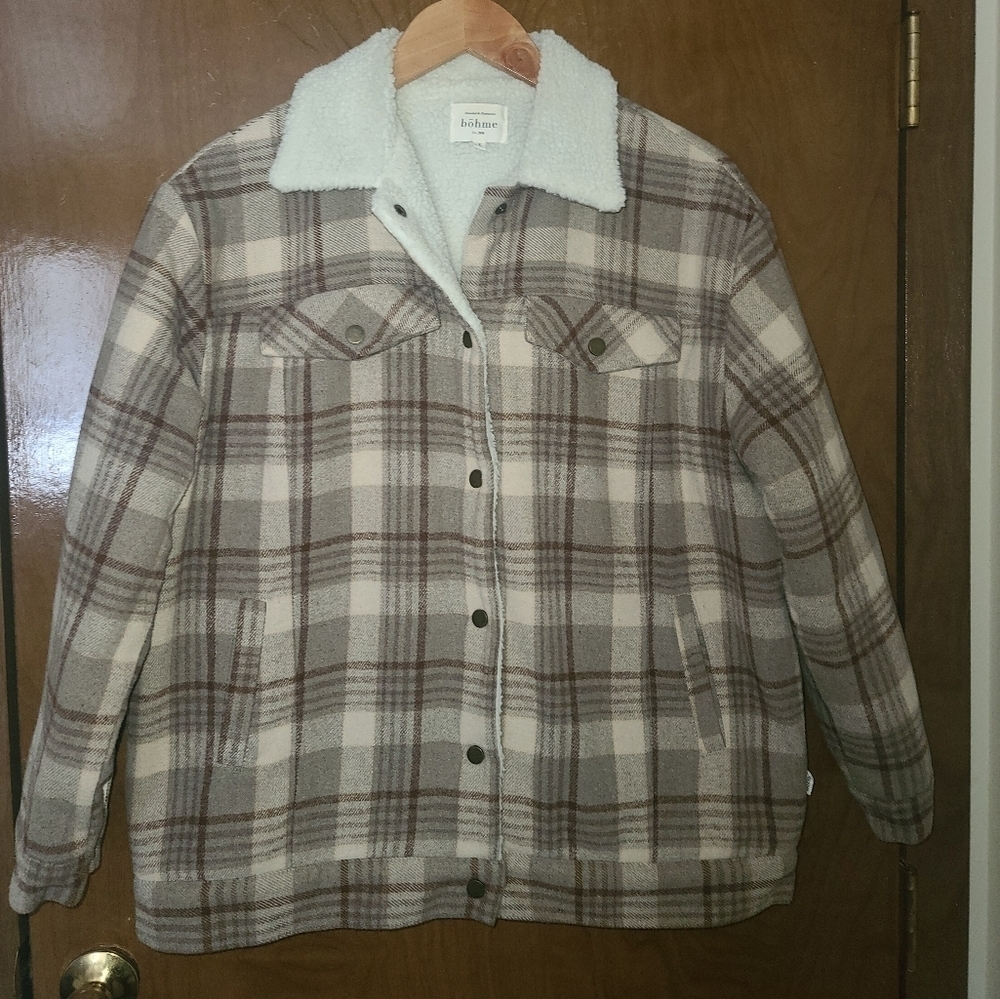 Bohem sherpa lined plaid coat size  s